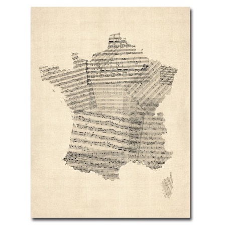 Michael Tompsett 'France - Music Map' Canvas Art,18x24